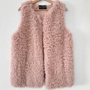 Women’s Faux Fur Vest Jason Maxwell Blush Pink Pockets Barbiecore Clueless